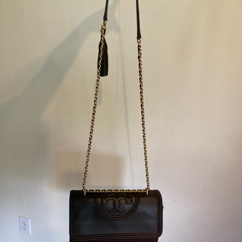 Tory Burch Fleming Convertible Shoulder Bag - Black Leather - Picture 4 of 14